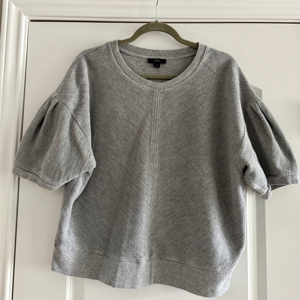 J. Crew Gray Knit Short Sleeved Sweater